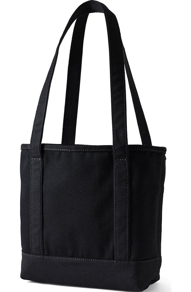Lands' End Open Top Long Handle Canvas Tote Bag, Alternate, color, Black/Black