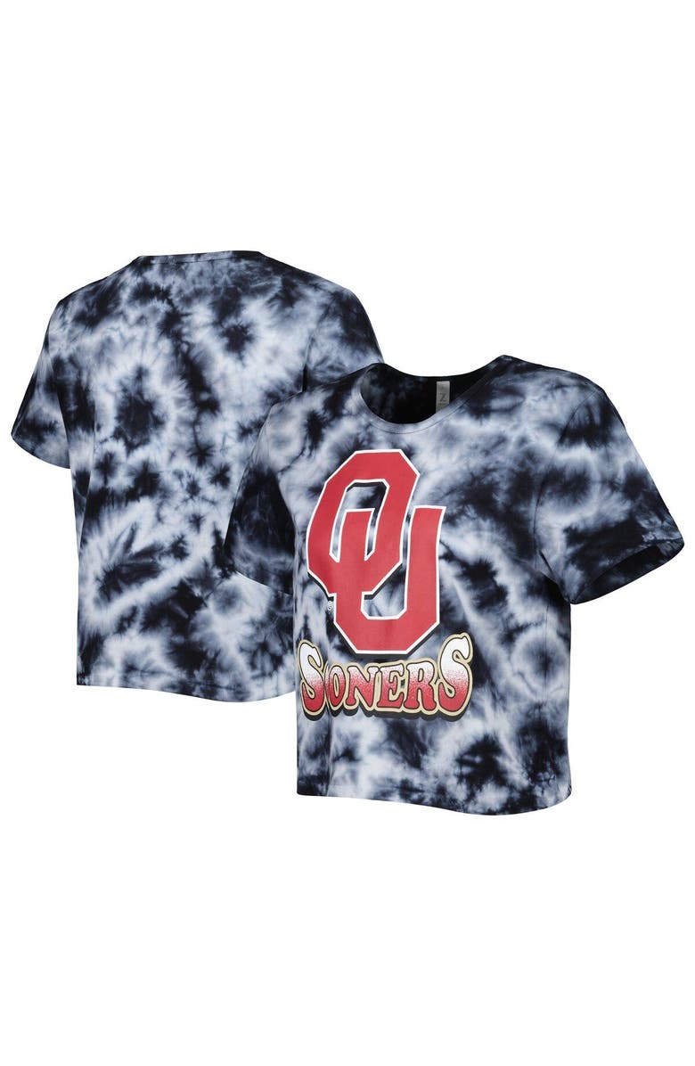 ZOOZATZ Women's ZooZatz Black Oklahoma Sooners Cloud-Dye Cropped T-Shirt, Main, color, 