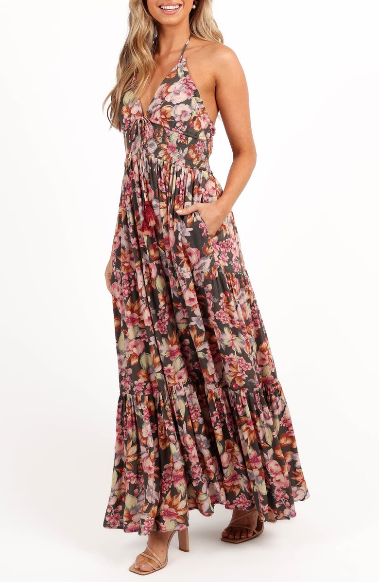 Petal & Pup Benson Floral Maxi Dress, Alternate, color, Dark Green/ Multi