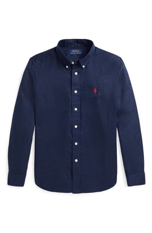 Polo Ralph Lauren Kids' Linen Button-down Shirt In Blue