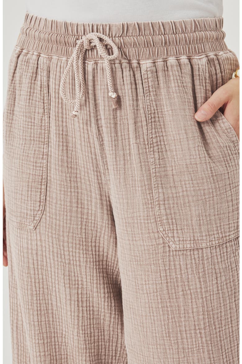 Ava Cotton Gauze Drawstring Pants, Alternate, color, LIGHT WICKER BROWN