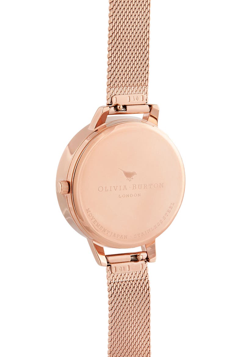 3D Bee Mesh Strap Watch, 34mm, Alternate, color, ROSE GOLD/SUNRAY/ ROSE GOLD