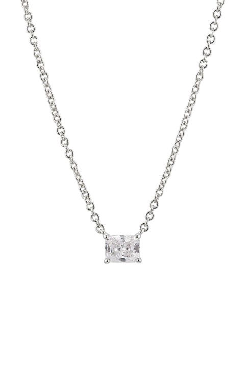 Modern Luv Small Emerald Cut Cubic Zirconia Pendant Necklace