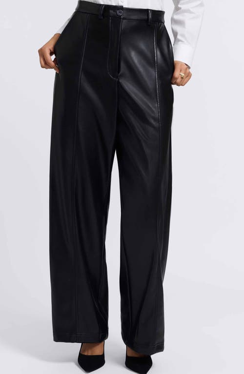 Foxcroft Ciara Wide Leg Faux Leather Pants In Black