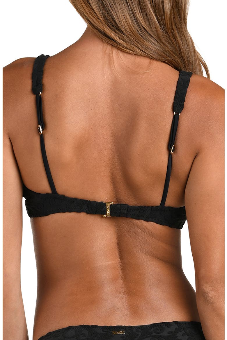 Lexie Ornate Terry Bra Swim Top, Alternate, color, BLACK