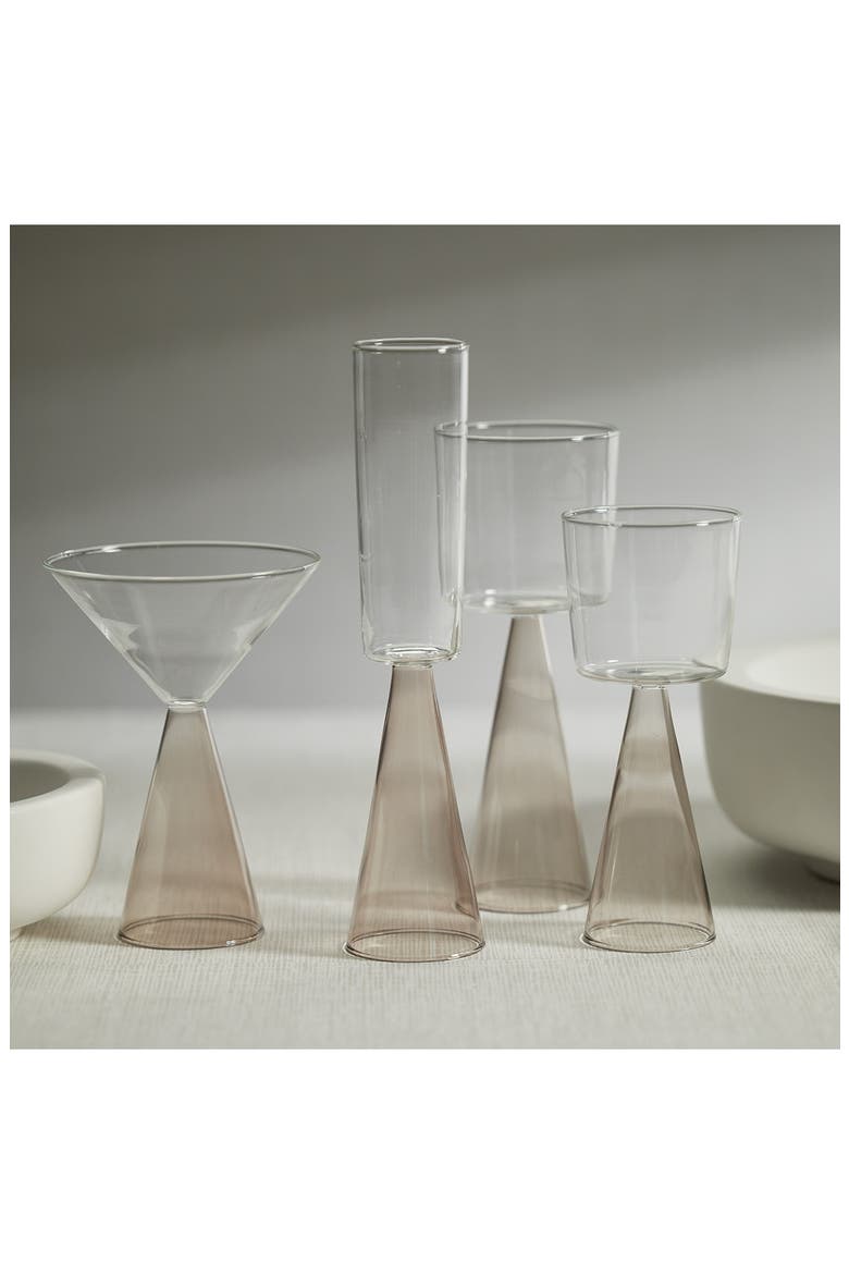 Viterbo Set of 4 White Wine Glasses, Alternate, color, CLEAR/ GRAY
