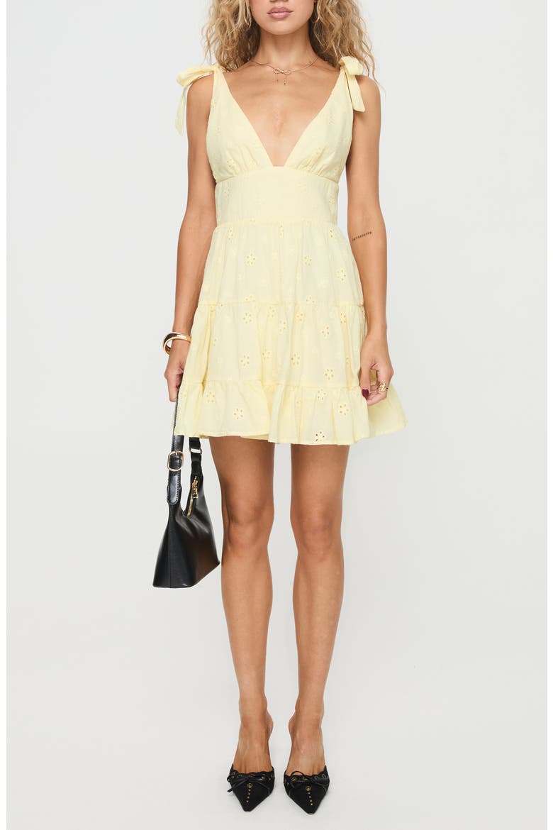 Galvis Floral Eyelet Cotton Minidress, Main, color, YELLOW