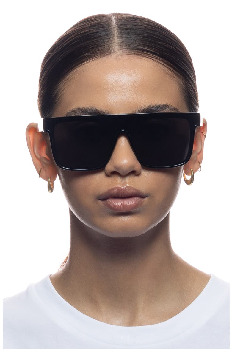 Ara 142mm Shield Sunglasses, Alternate, color, SHINY BLACK