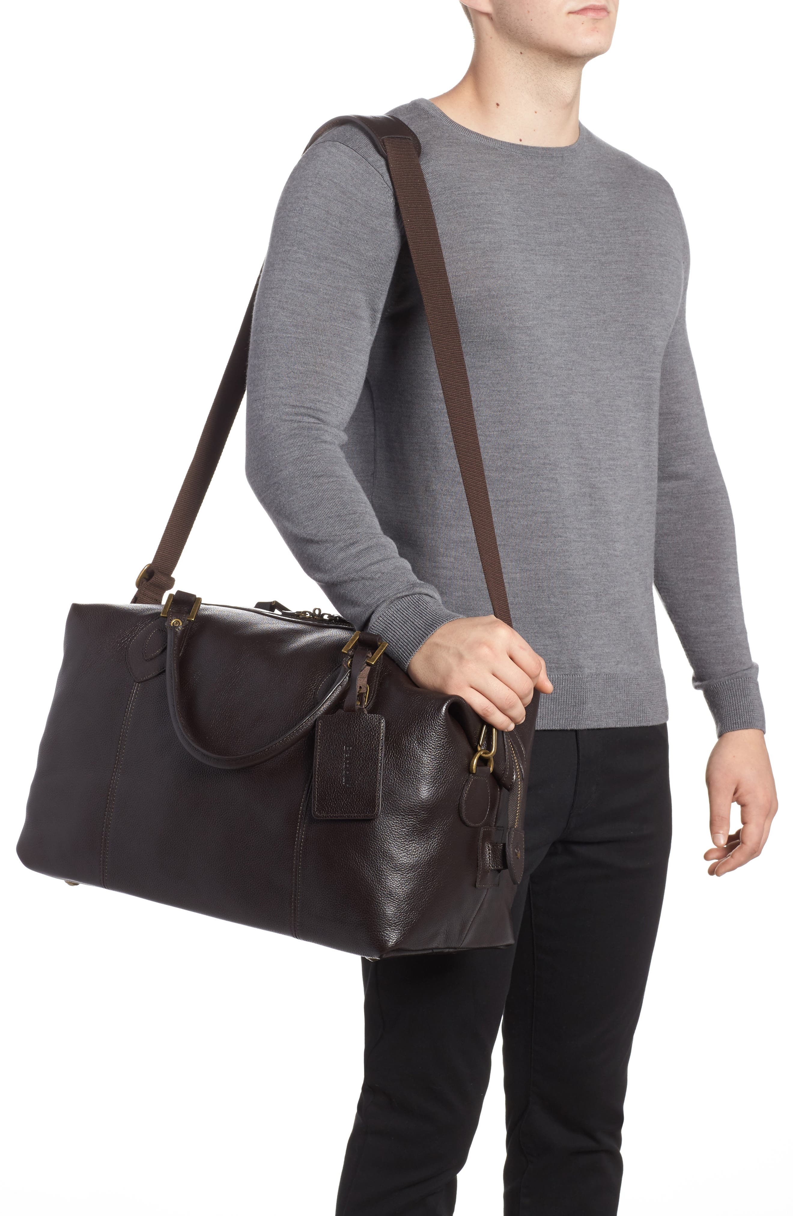 Barbour Leather Travel Bag, Alternate, color, 