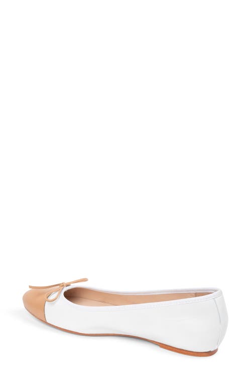 Shop Patricia Green Tropez Cap Toe Ballet Flat In White/natural
