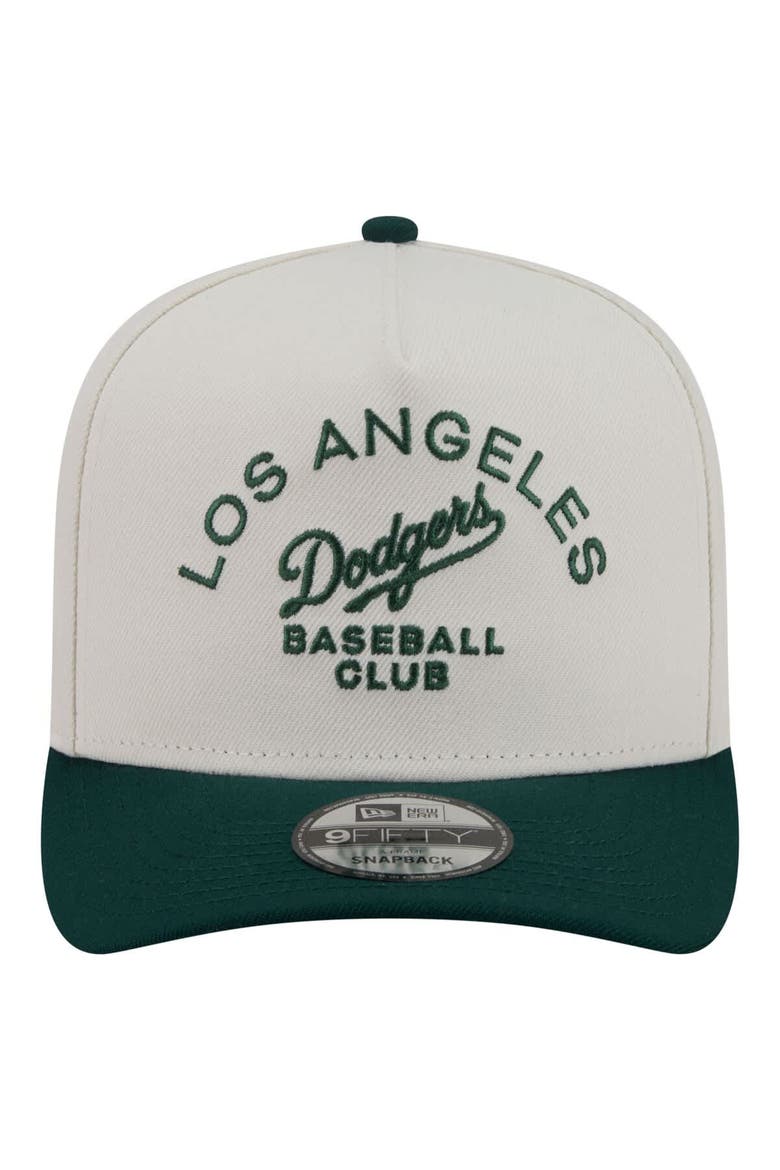 Men's New Era  Cream/Dark Green Los Angeles Dodgers Chrome A-Frame 9FIFTY Snapback Hat, Alternate, color, Cream