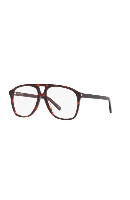 Saint Laurent 58mm Pilot Optical Glasses In Brown