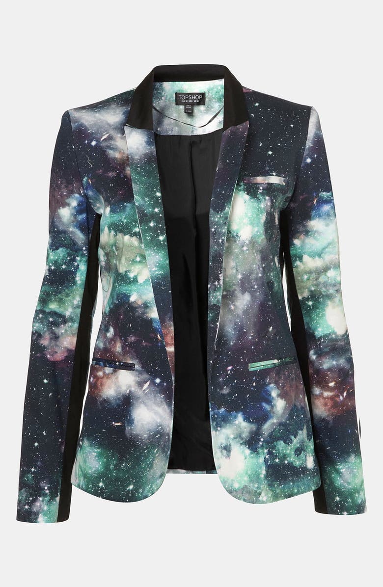 Topshop 'Galactic' Print Blazer, Main, color, 