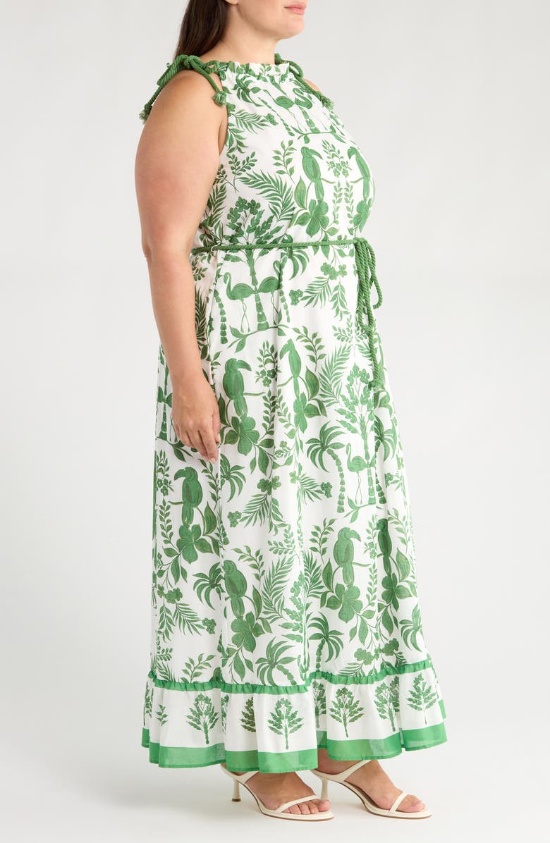 SUGARLIPS Kimana Floral Cotton Maxi Dress, Alternate, color, White/ Green