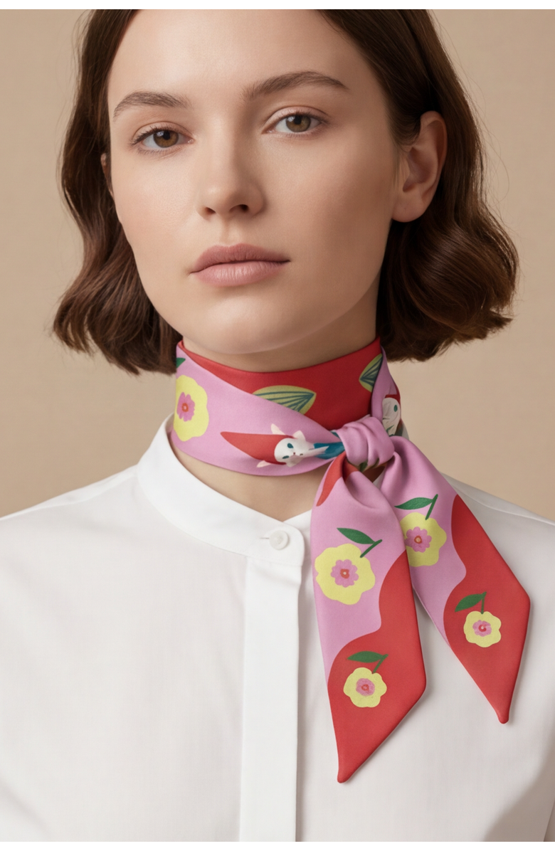 Centinelle Cat Garden Gnome Twilly Ribbon Scarf, Alternate, color, Multicolor