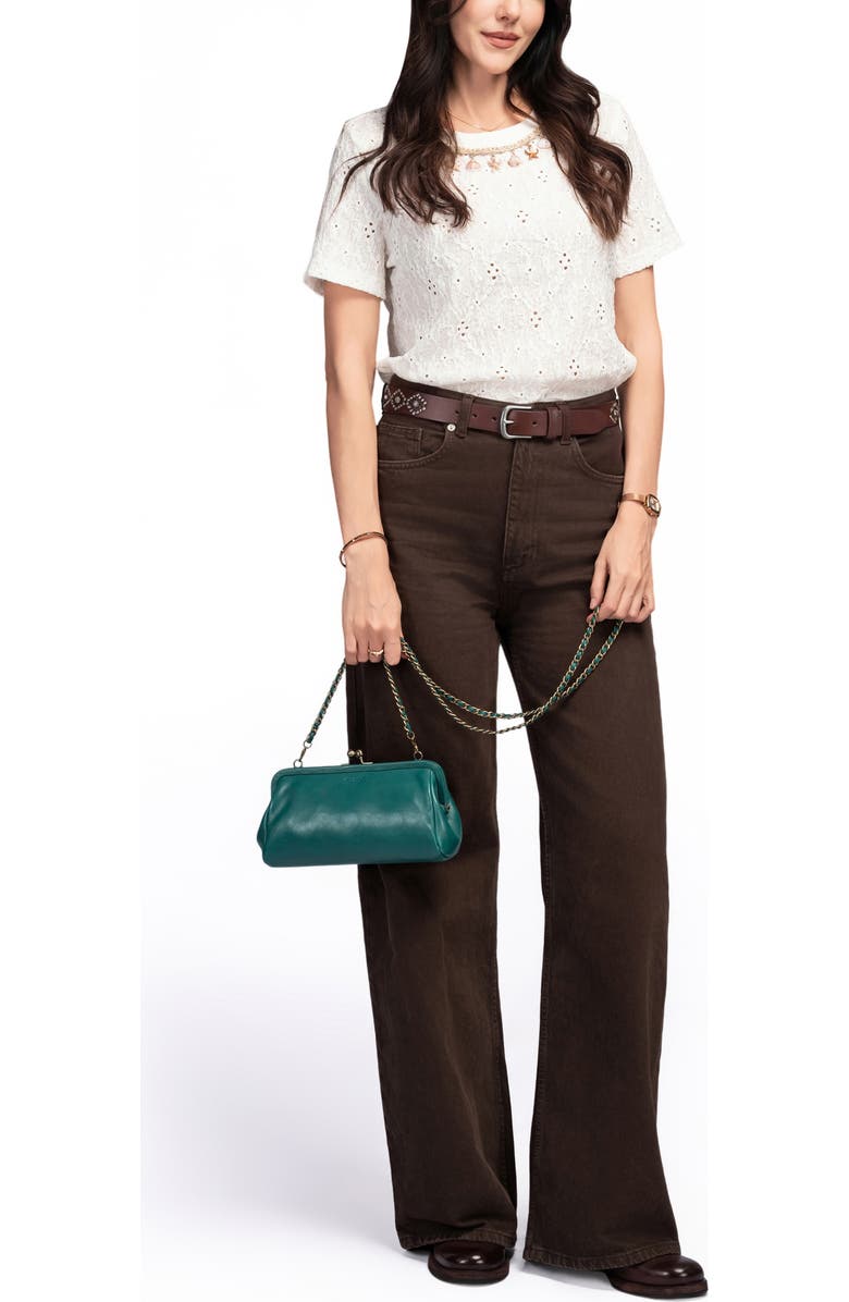 OLD TREND Iris Genuine Leather Vintage Frame Crossbody Bag, Alternate, color, Teal