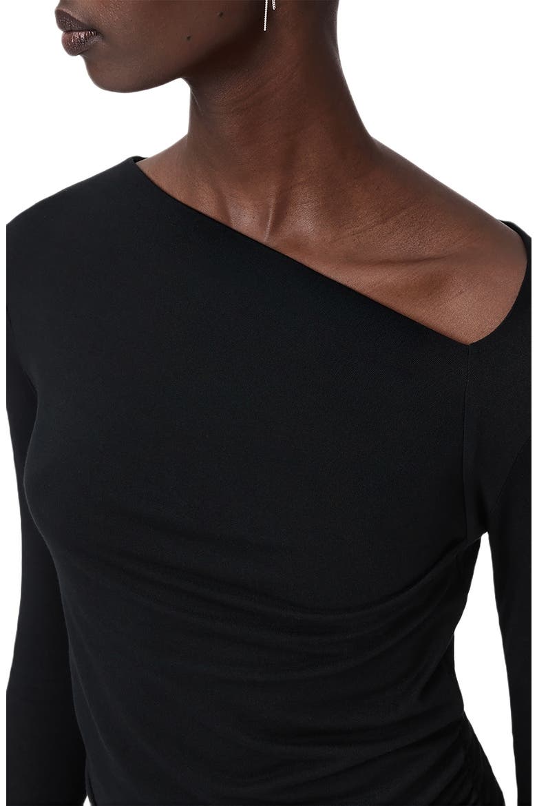 Seyma Asymmetric Neck Jersey Top, Alternate, color, BLACK