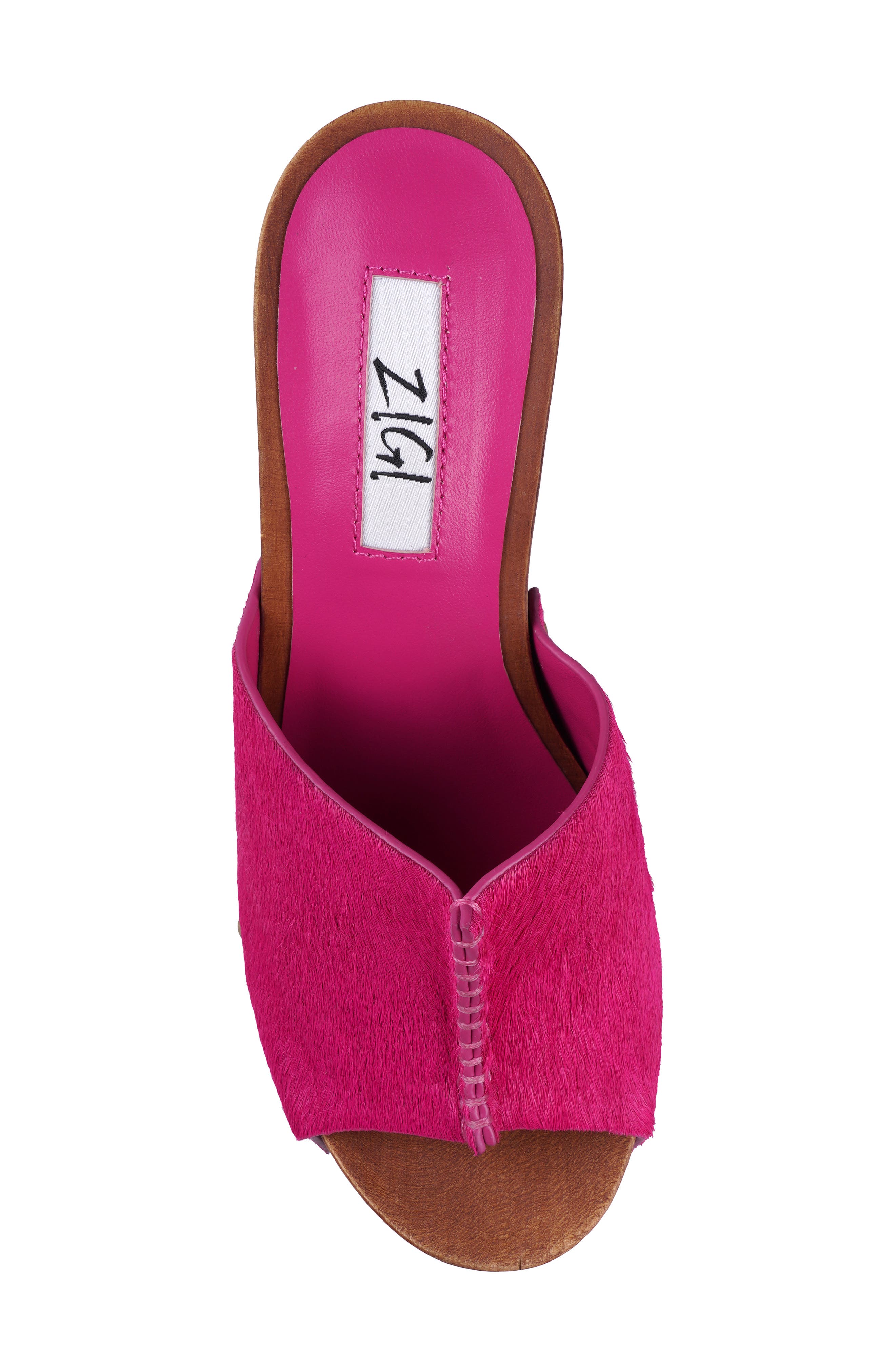 Yama Genuine Calf Hair Platform Slide Sandal, Alternate, color, FUCHSIA CALF HAIR