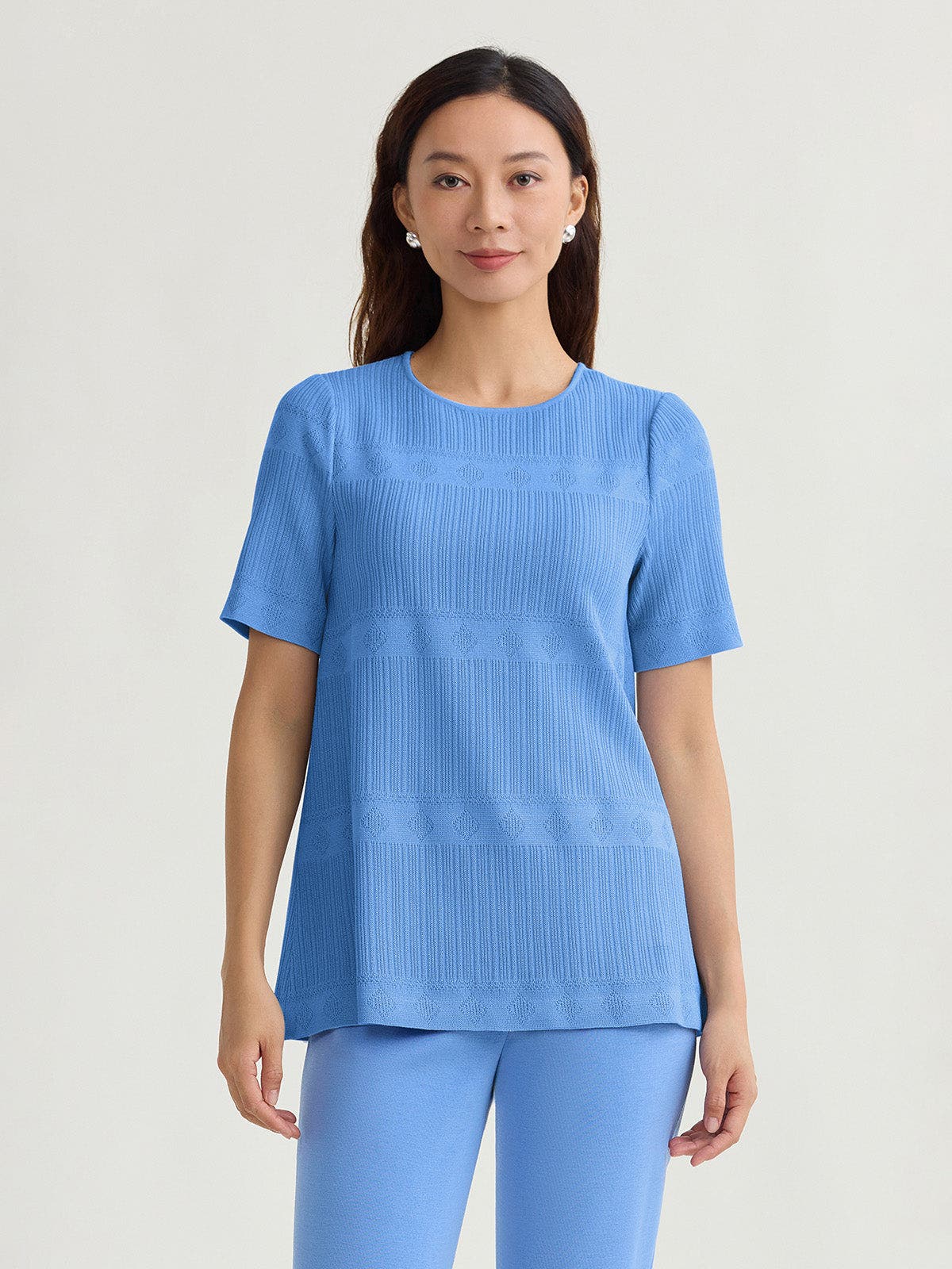Diamond Ribbed Texture Soft Knit Tunic