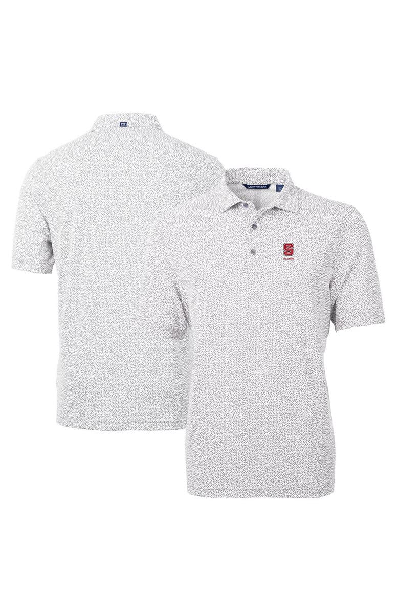 Cutter & Buck Men's Cutter & Buck  Gray NC State Wolfpack Alumni Logo DryTec Virtue Eco Pique Botanical Print Recycled Polo, Main, color, 