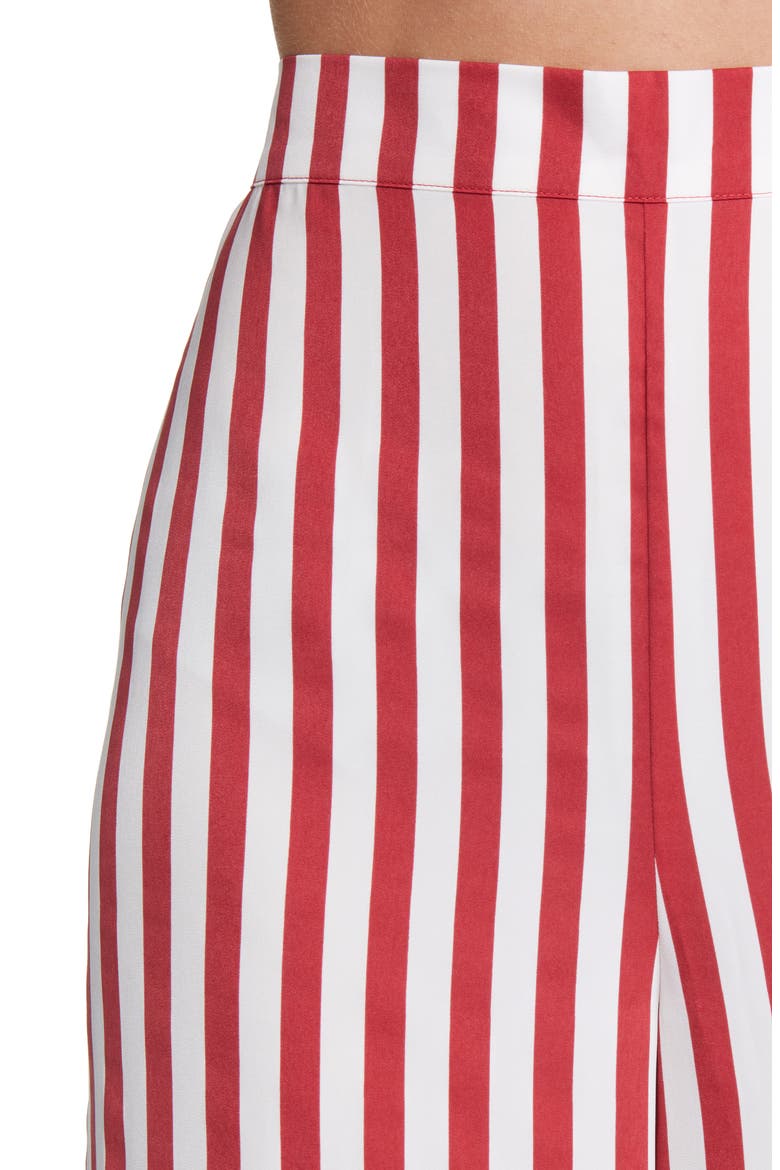 Boxy Satin Two-Piece Pajama Set, Alternate, color, RED SPICE WIDE STRIPE