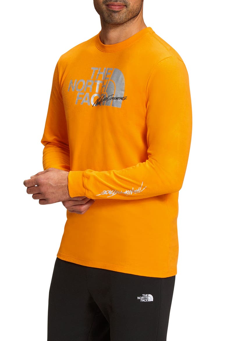 Long Sleeve Cotton Graphic Tee, Alternate, color, CONE ORANGE