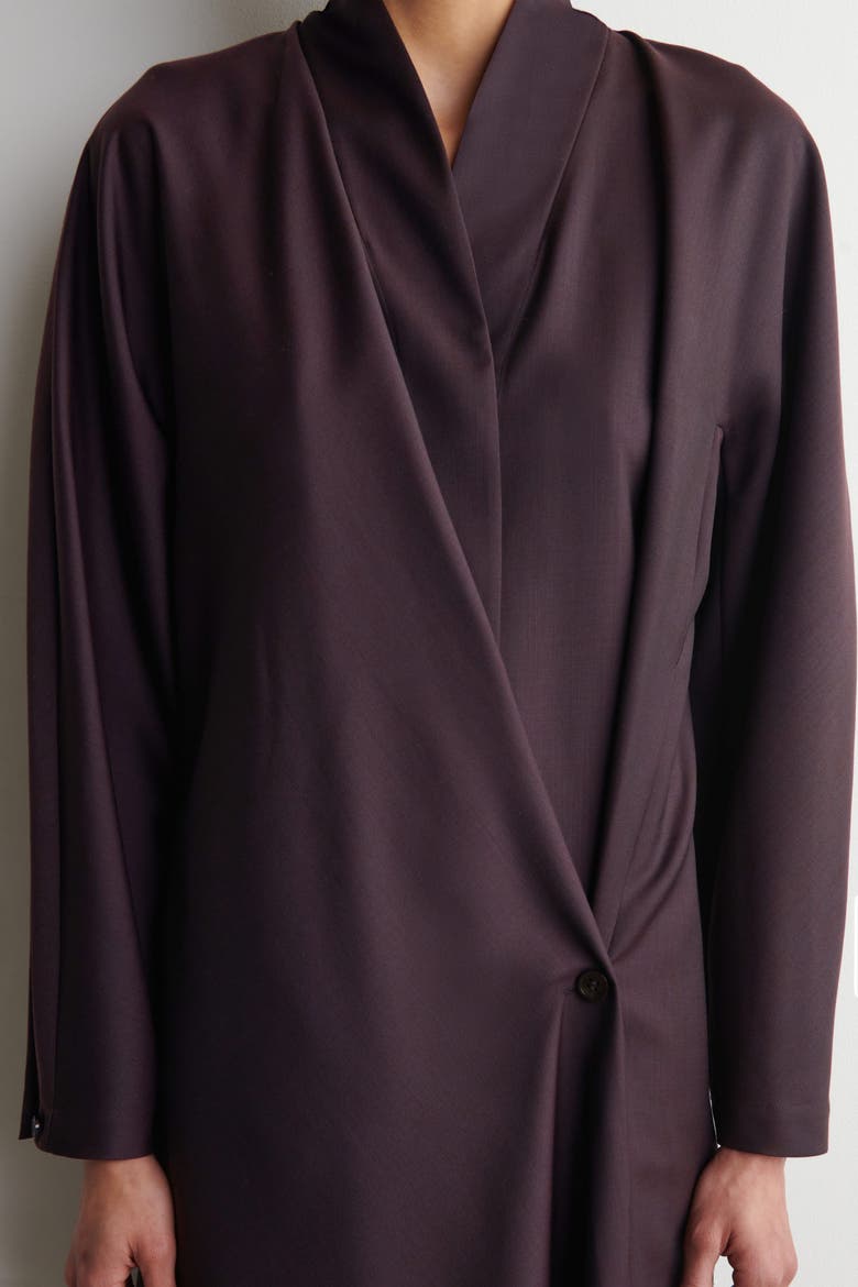 Shawl-collar Wool Wrap Dress, Alternate, color, PURPLE