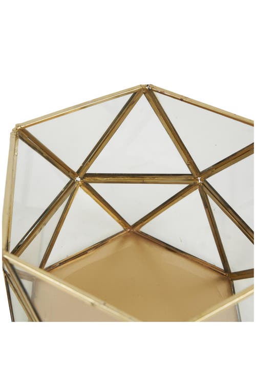 Uma Set Of 3 Modern Metal Lantern Candle Holders In Gold