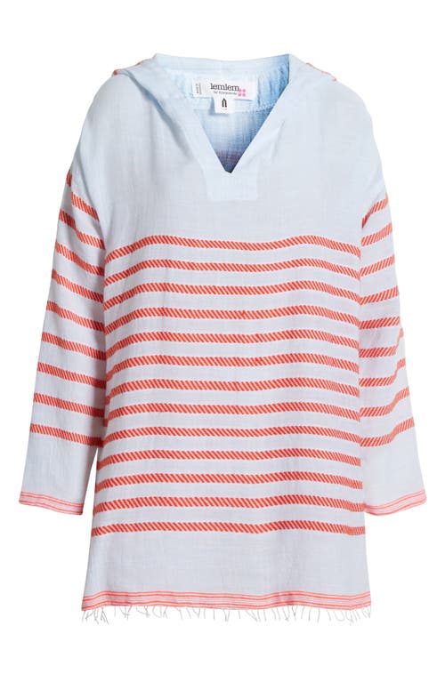 Lemlem Henok Stripe Cotton Blend Hoodie Caftan In Tiki Skypop