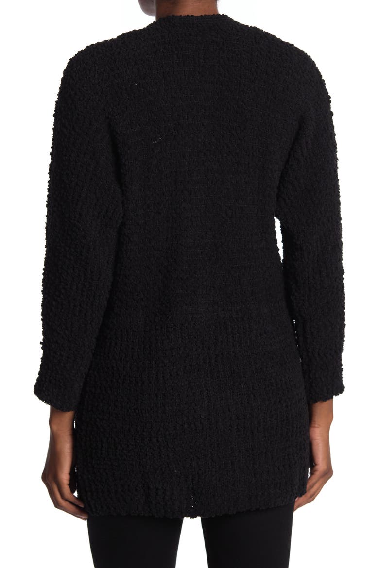 Open Front Patch Pocket Popcorn Cardigan, Alternate, color, BLACK