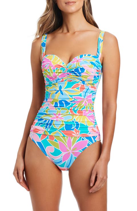Shirred Bandeau One Piece Swimsuit