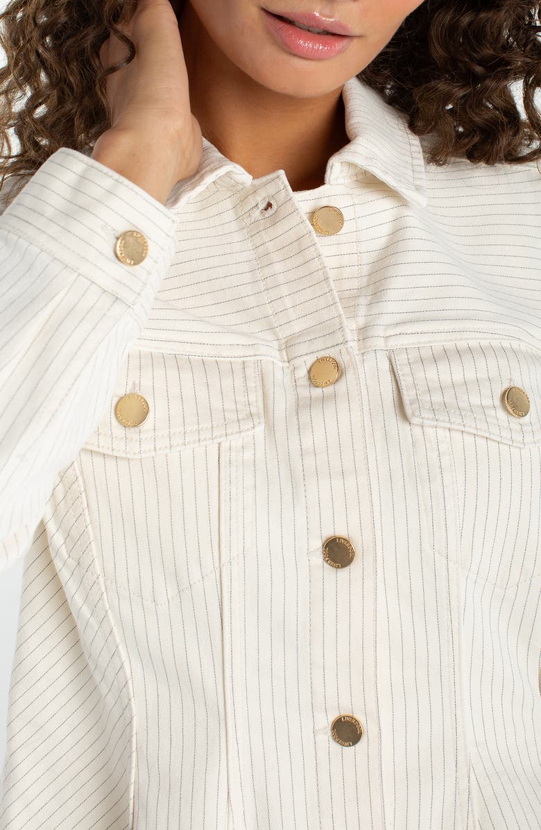 Liverpool Stripe Fit & Flare Denim Trucker Jacket, Alternate, color,