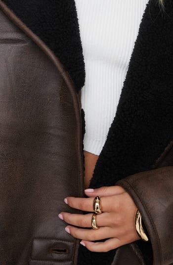 Nunez Water Repellent Faux Shearling Lined Faux Leather Jacket