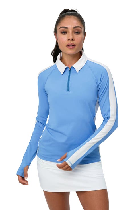 Women's Long Sleeve Quarter Zip Polo with Sun and UV Protection