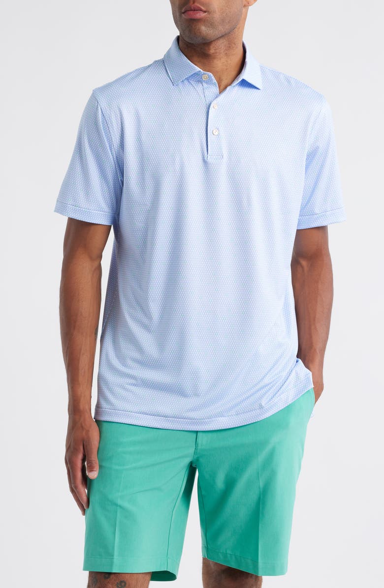 Peter Millar Geo Skull Print Performance Jersey Polo, Main, color, White