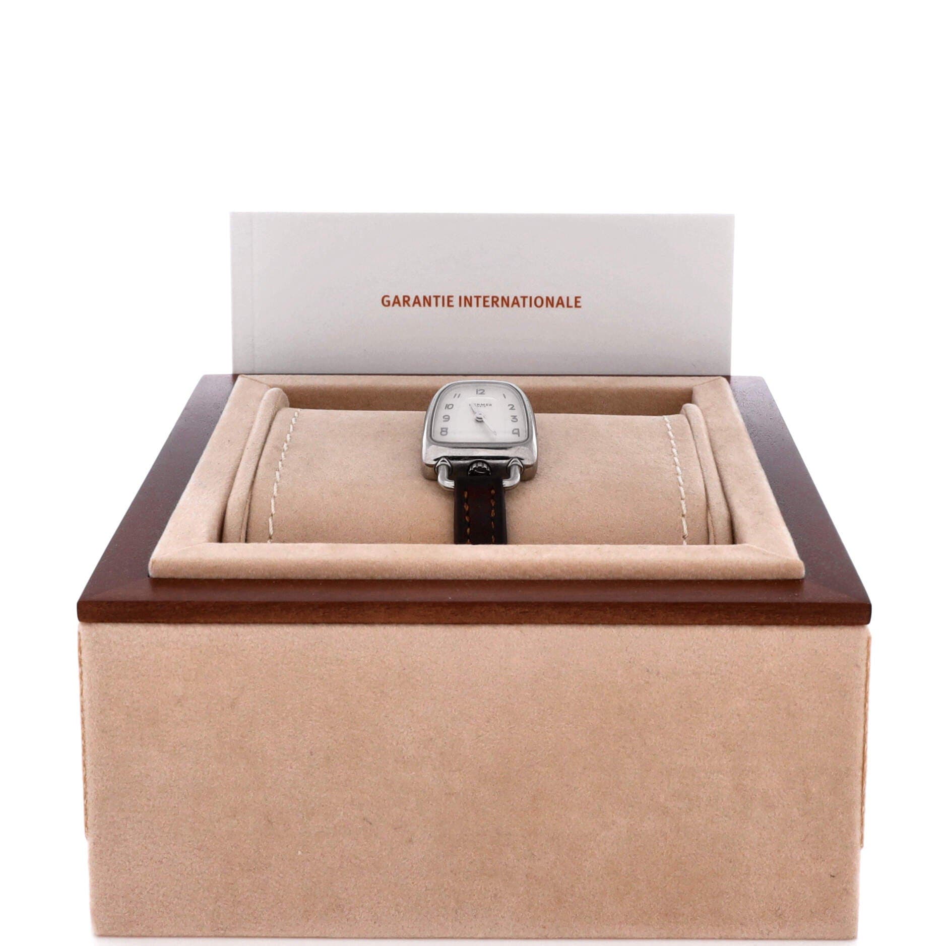 Pre-Owned Hermes Galop d'Hermes Quartz Watch Stainless Steel and Leather 26, Alternate, color, Brown