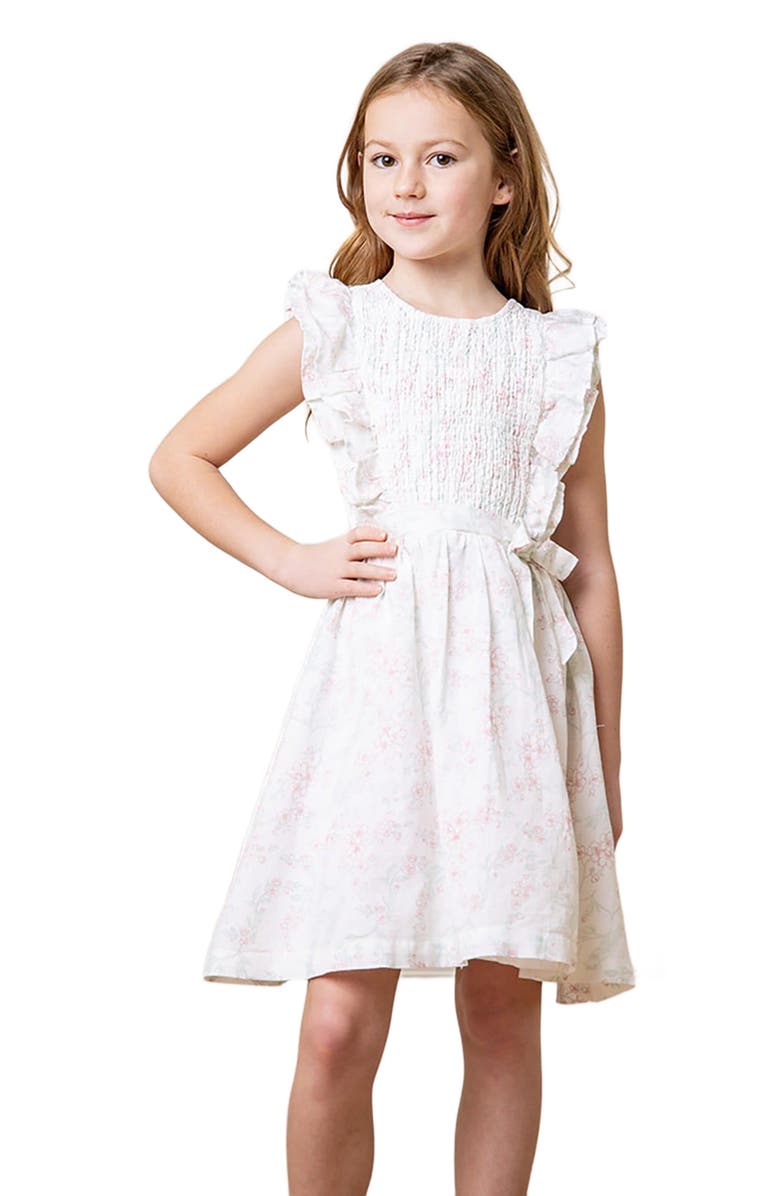 Hope & Henry Girls' Flutter Sleeve Smocked Flower Girl Dress, Toddler, Main, color,