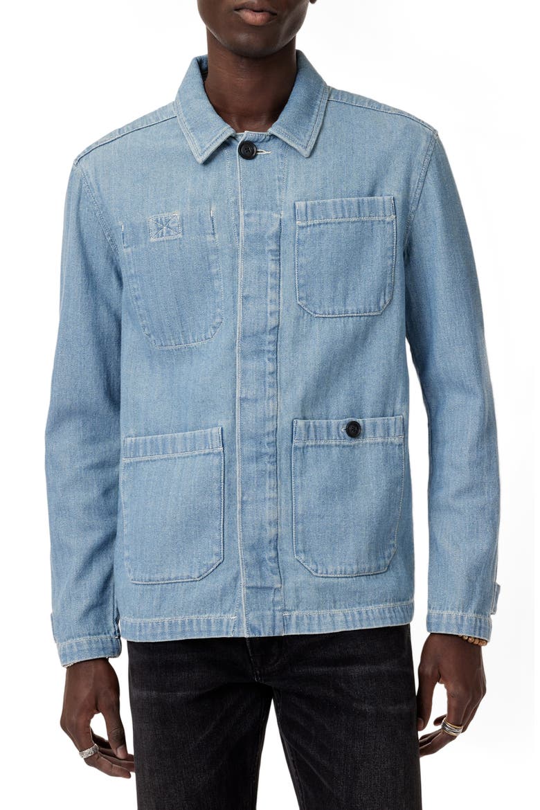 Jakob Embroidered Back Denim Shirt Jacket, Alternate, color, POND BLUE