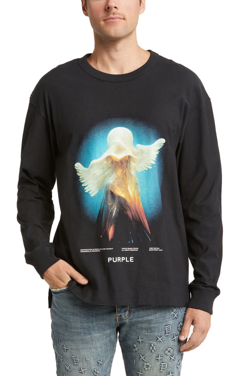 PURPLE BRAND Angel Long Sleeve Graphic T-Shirt, Main, color, 