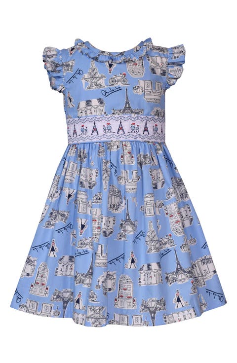 Kids' Parisian Conversational Cotton Graphic Dress
