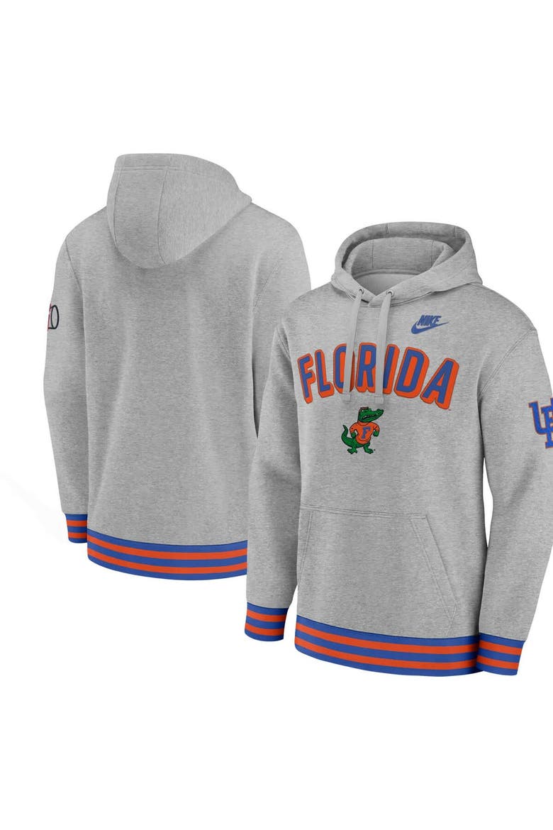 Men's Nike Heather Gray Florida Gators Legacy Retro Pullover Hoodie, Main, color, Heather Gray