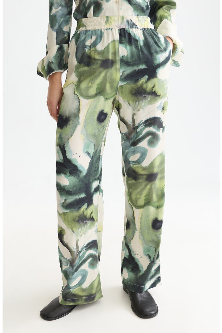Gia Floral Print Wide Leg Pants, Main, color, WATERCOLOR FLOWER BALSAM GREEN