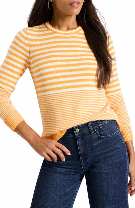 NIC+ZOE Stripe High-Low Cotton Blend Sweater