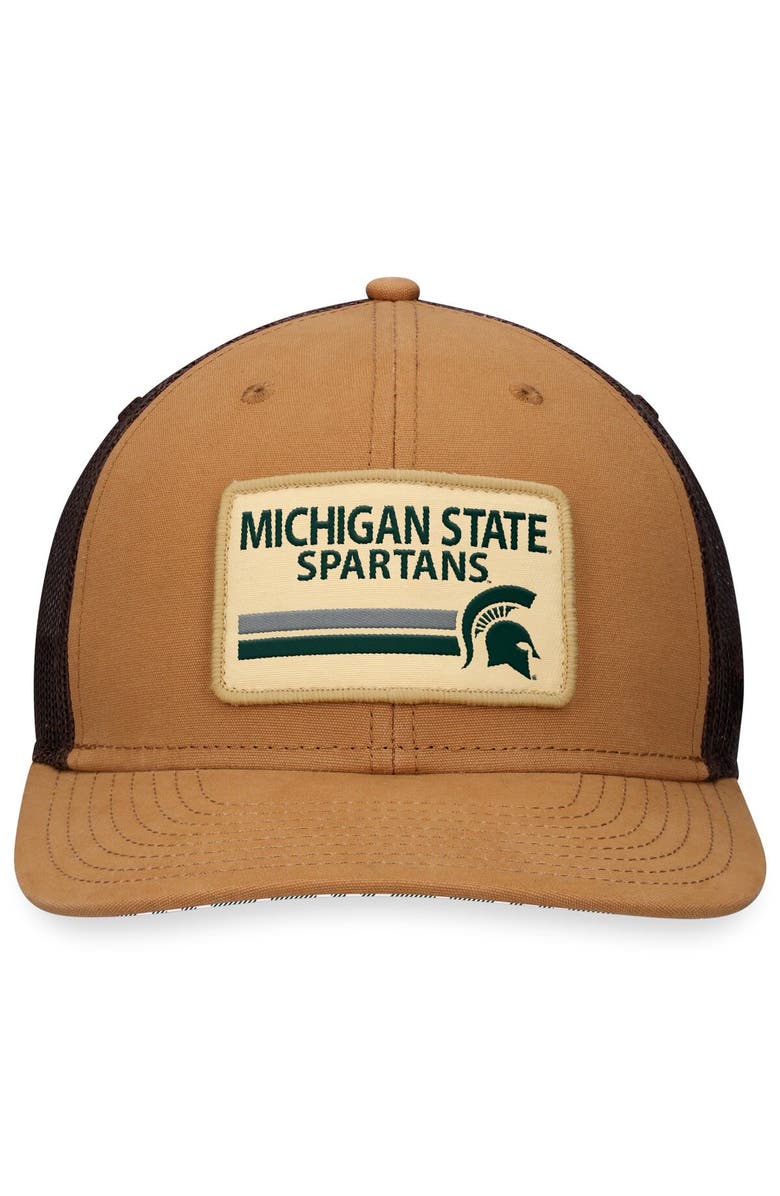 TOP OF THE WORLD Men's Top of the World Khaki Michigan State Spartans Strive Trucker Adjustable Hat, Alternate, color, 