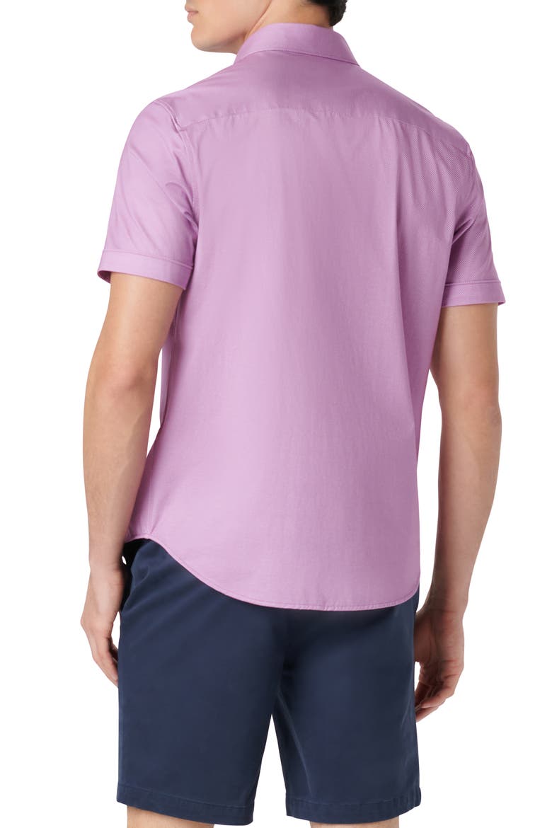Miles OoohCotton® Pinstripe Short Sleeve Button-Up Shirt, Alternate, color, PLUM