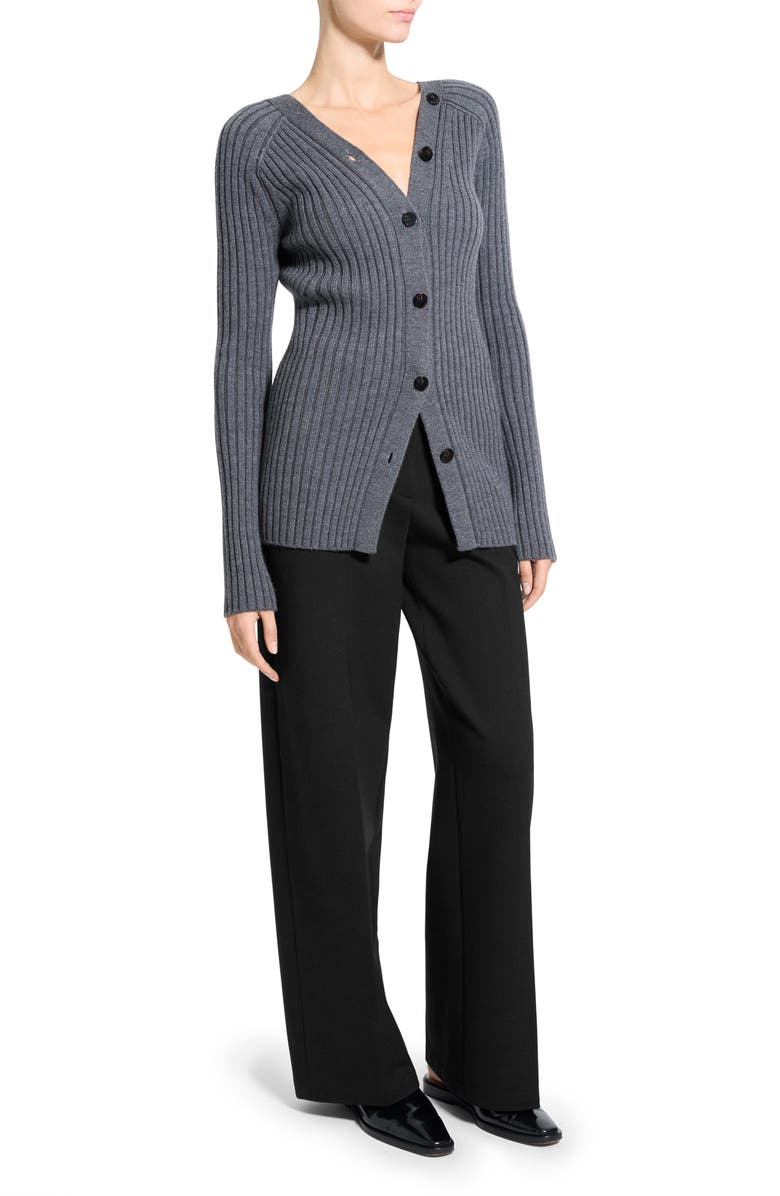 Theory Rib Merino Wool Open Back Cardigan, Alternate, color, Dark Grey Melange