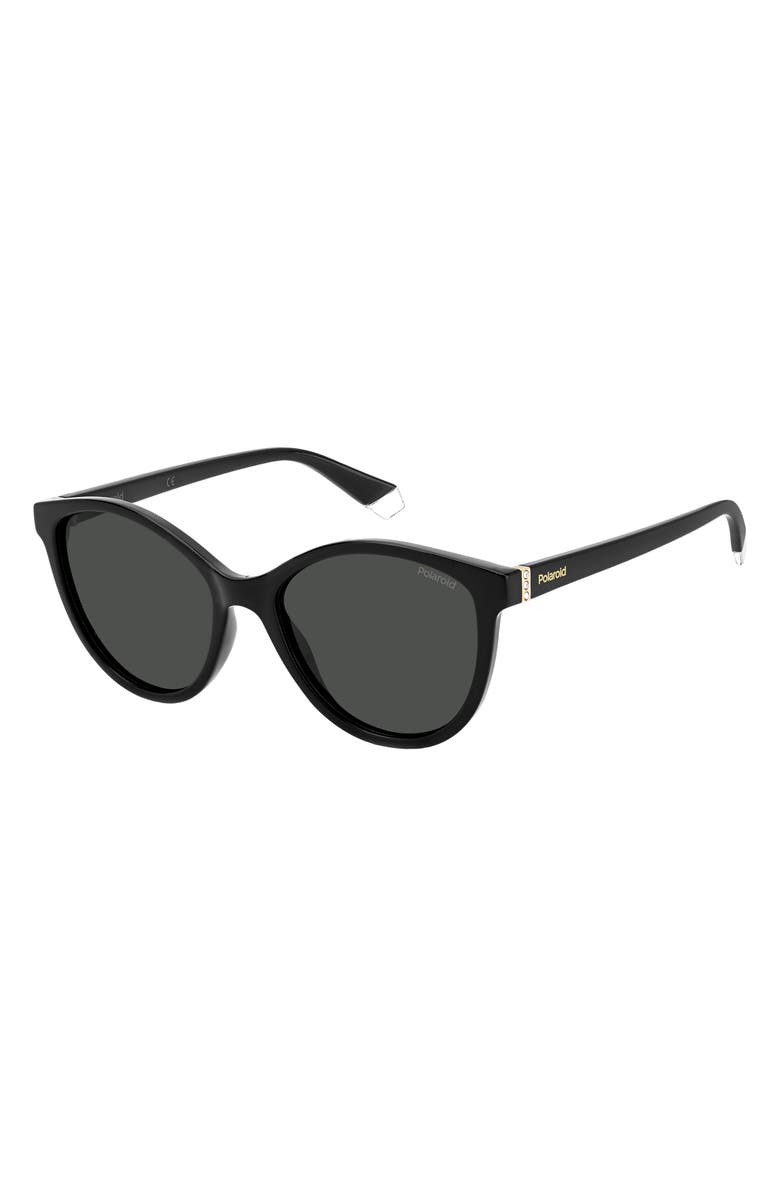 Polaroid 54mm Polarized Round Sunglasses, Alternate, color, Black/ Grey Polarized