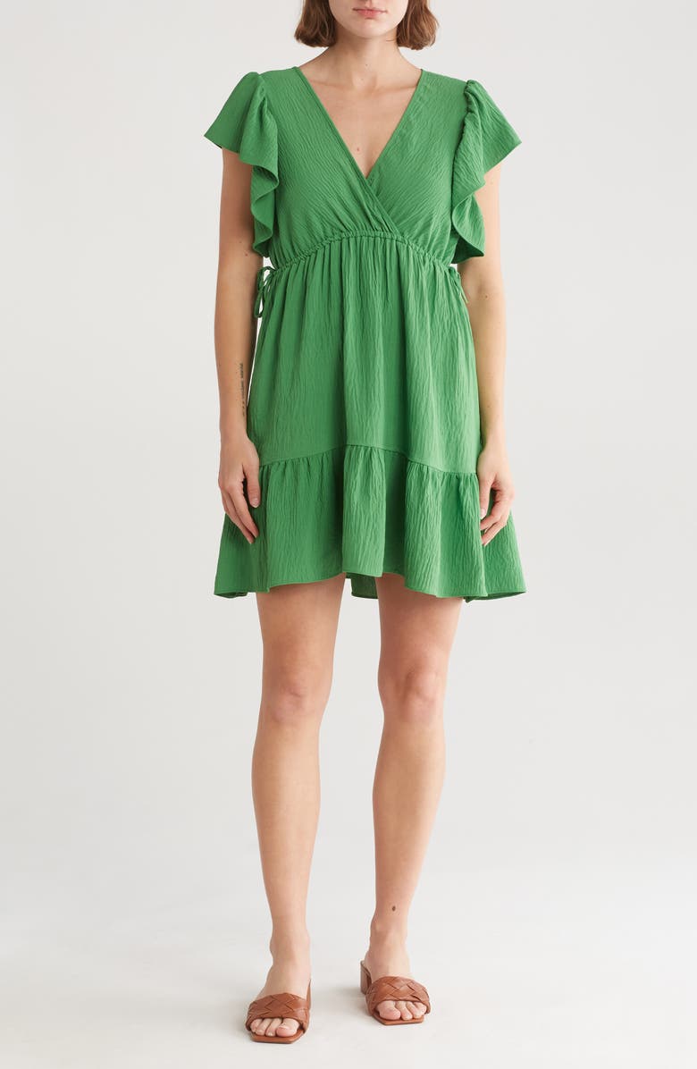 MAX STUDIO LONDON Flutter Sleeve Flounce Hem Minidress, Main, color, 