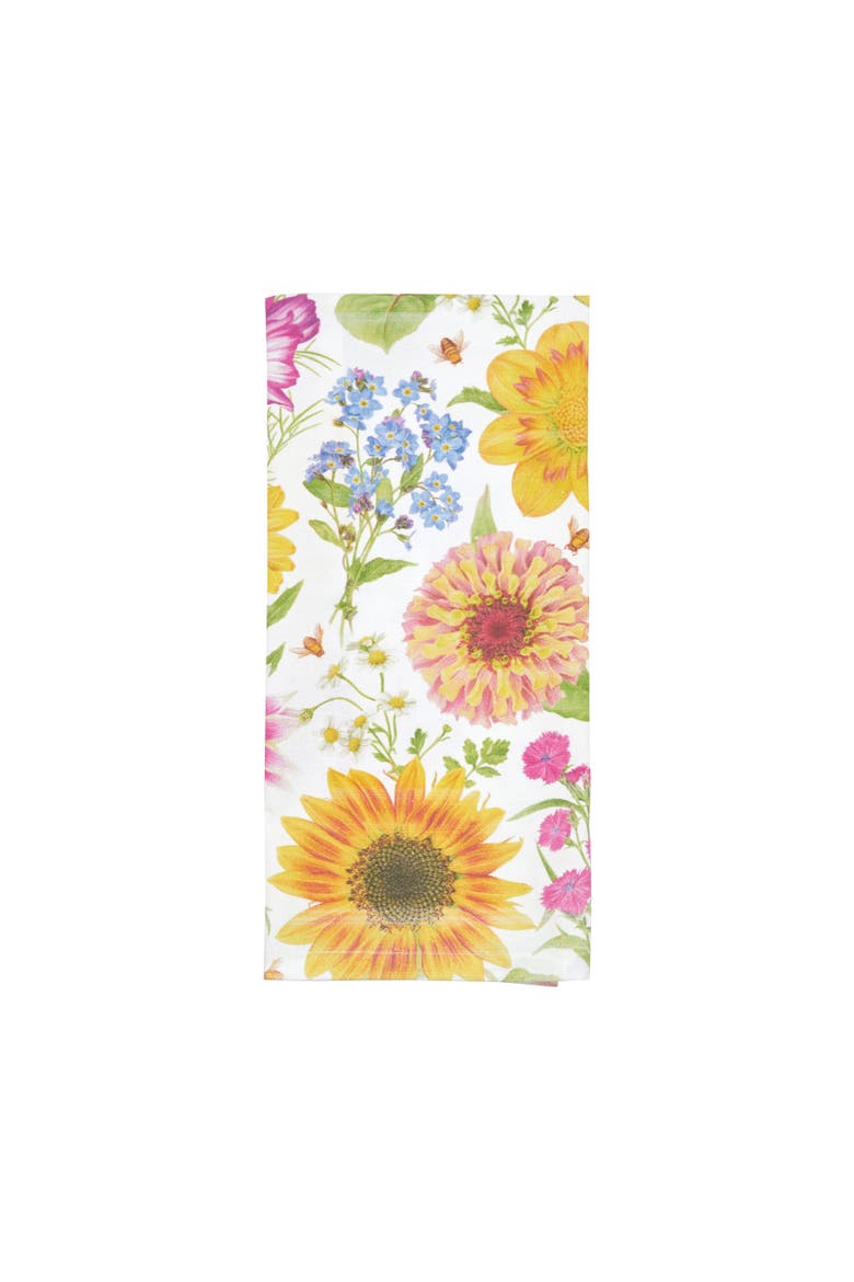 Spring Blooms Sunflower Cotton Kitchen Dishtowel, Alternate, color, Orange