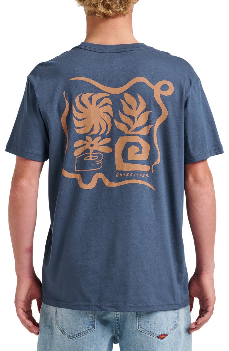 Quiksilver Peaceful Livin' Cotton Blend Graphic T-Shirt, Alternate, color, Navy